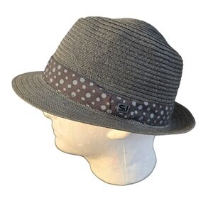 Sean John Black and Blue Polkadot Trilby Fedora Paper Straw 23" Hat Men's Hat